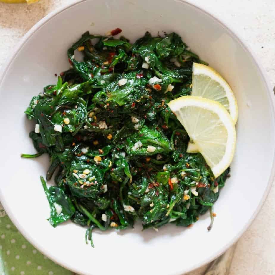 Lemony Garlic Sautéed Spinach- Curry Trail