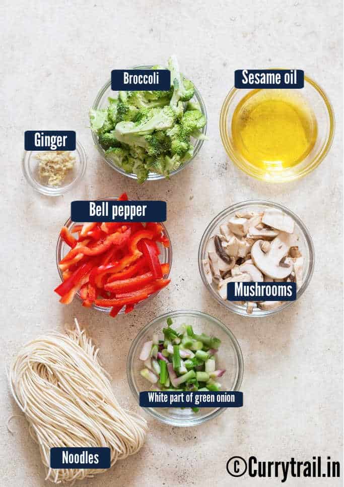 all ingredients for Korean noodles