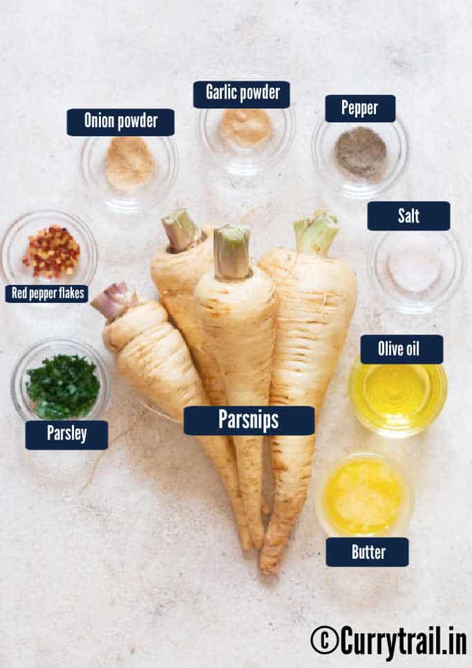 all ingredients for parsnips fries