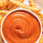 spicy Korean mayo with fries with text