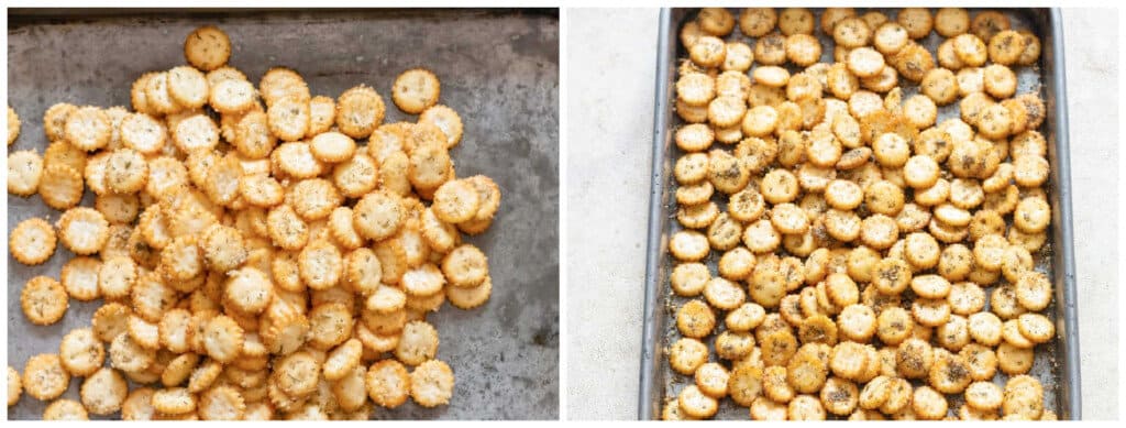 baking ranch oyster cracker in oven