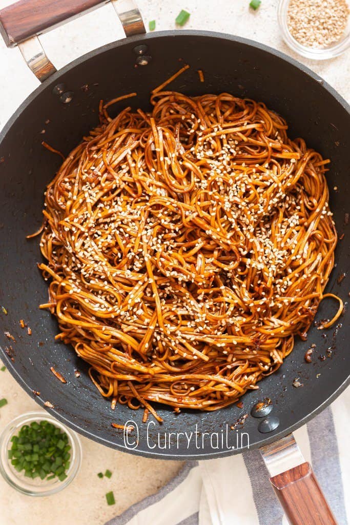Japanese hibachi noodles cooked in wok