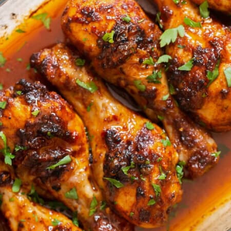 close view of succulent paprika chicken