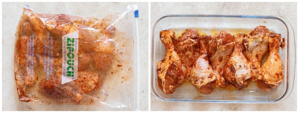 picture collage of making chicken with paprika spice blend
