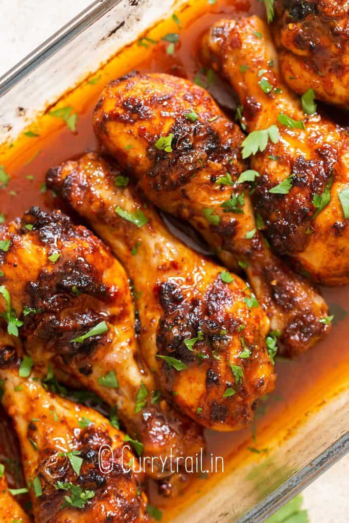close view of succulent paprika chicken