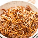Japanese hibachi noodles in bowl