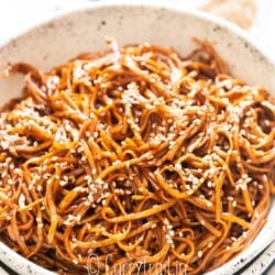 Japanese hibachi noodles in bowl