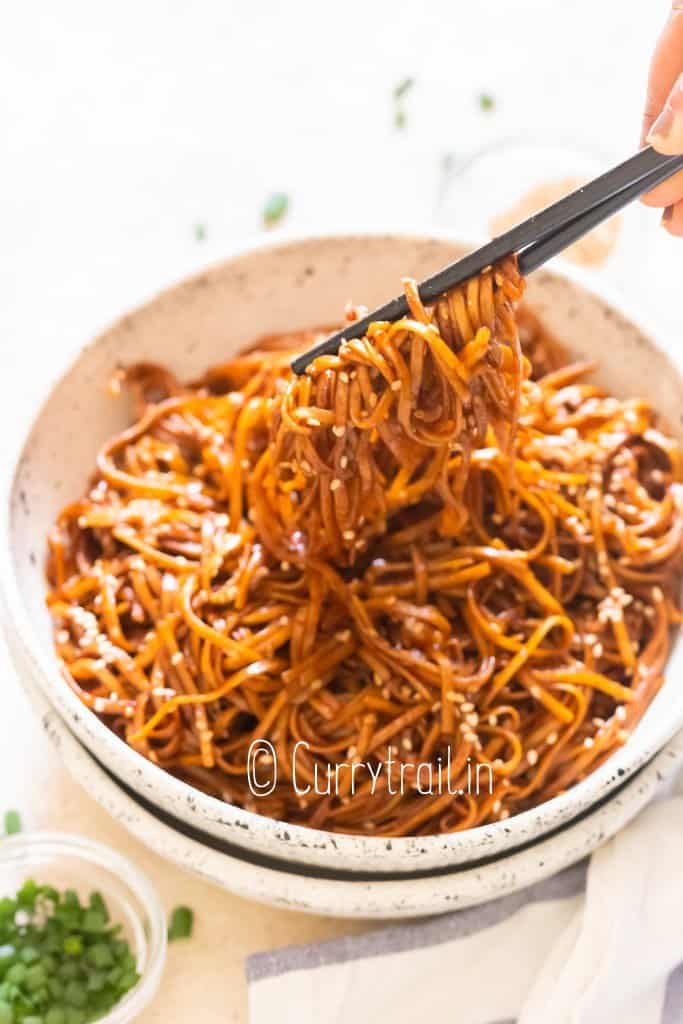 hibachi style noodles in bowl