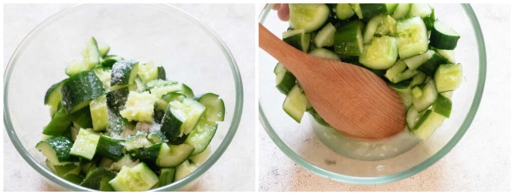 salting smashed cucumber