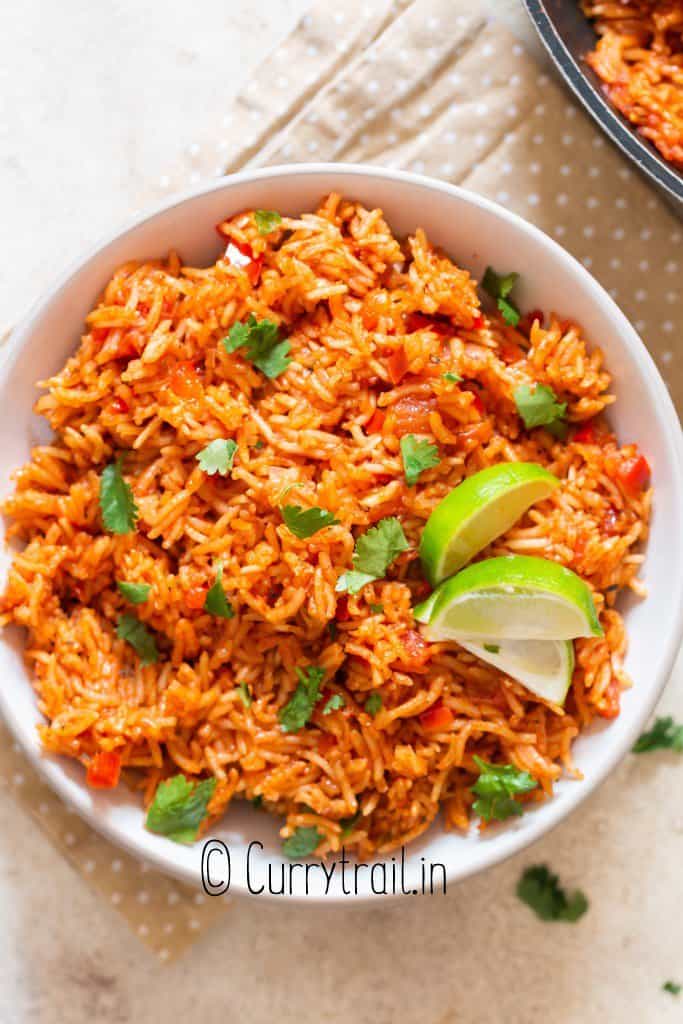 quick rice cooked in Spanish rice