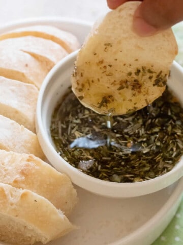 bread dipped in olive oil dip
