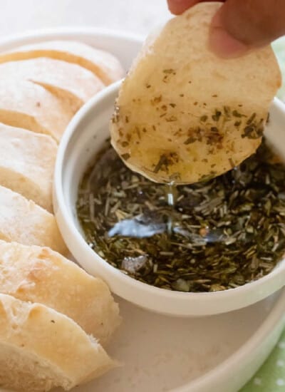 bread dipped in olive oil dip