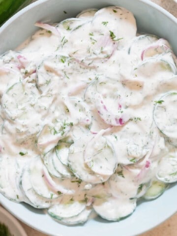close view of salad made of cucumbers
