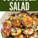 Korean salad with cucumbers with pin