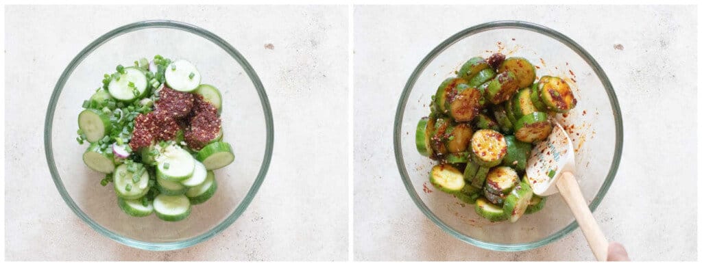 making cucumber salad