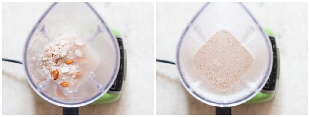 blending soaked rice and almonds