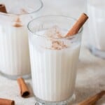 rice-based horchata drink in 2 glasses