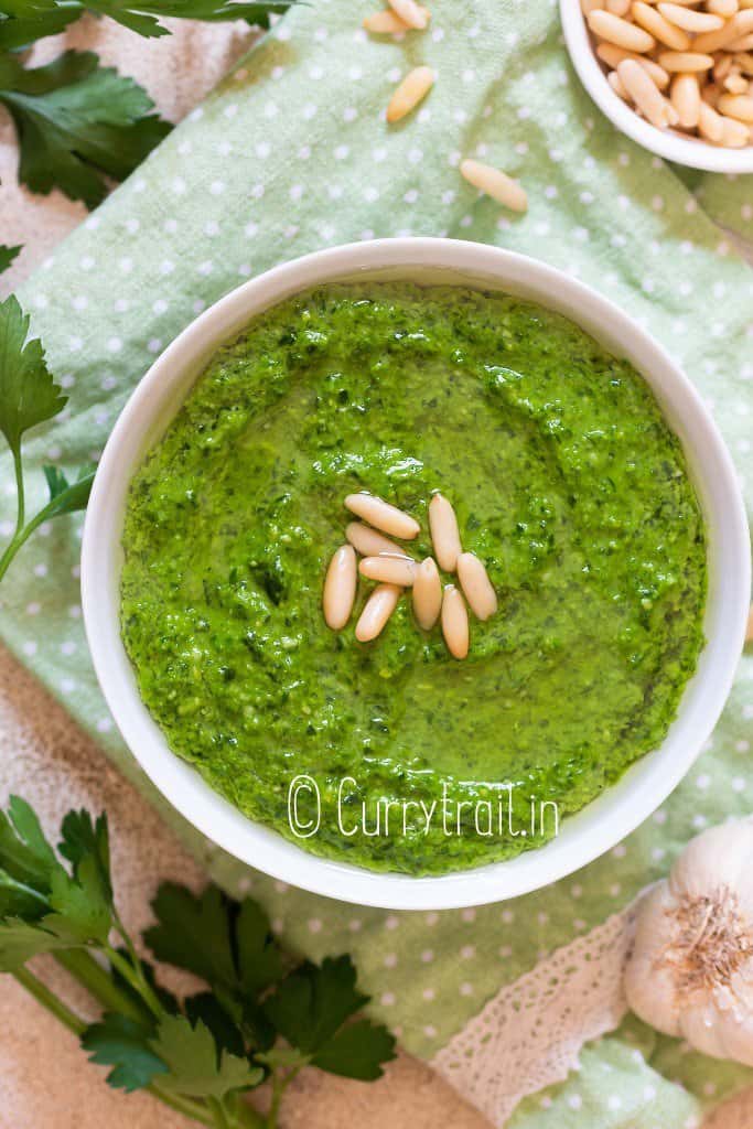 parsley pesto in bowl