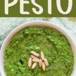 pesto made using parsley with text