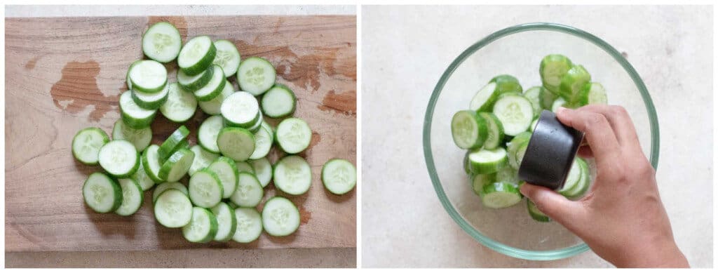 slicing cucumbers for salad