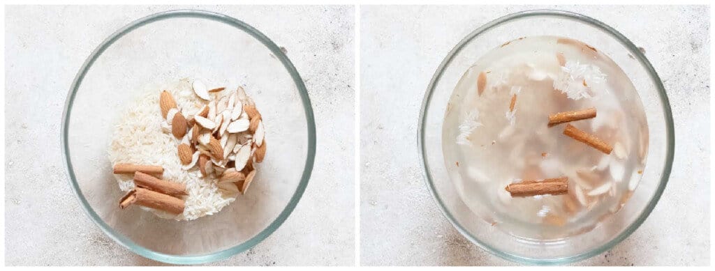 soaked rice for Mexican horchata recipe
