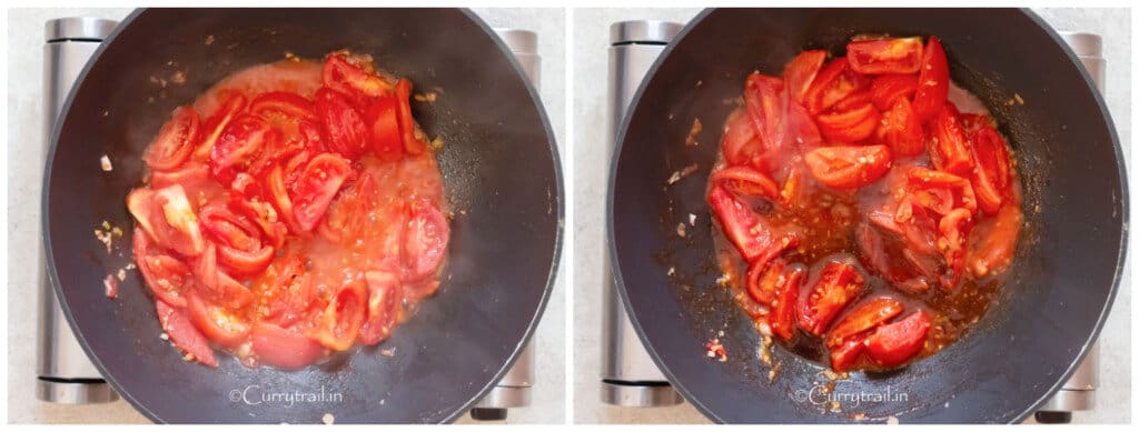 cooking tomatoes stir fry in wok