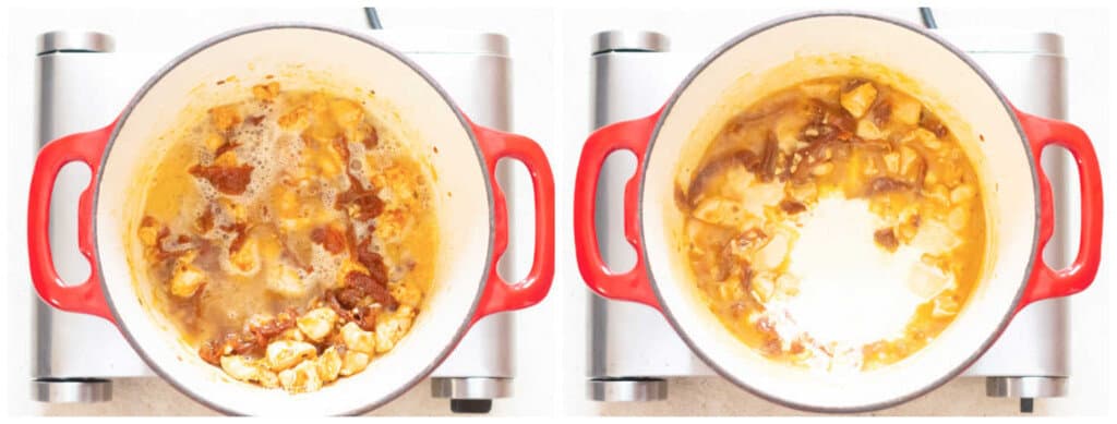 picture collage of cooking pasta with chicken and sun dried tomatoes