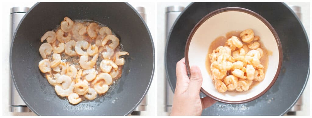 cooking shrimp for fried rice