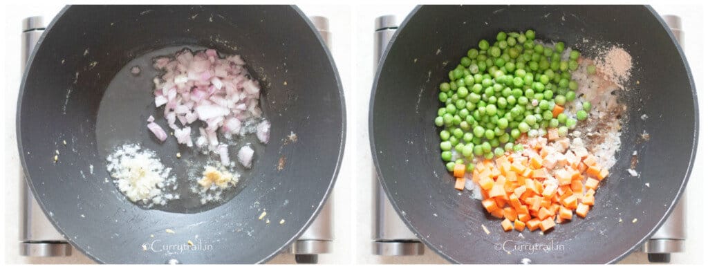 making shrimp fried rice