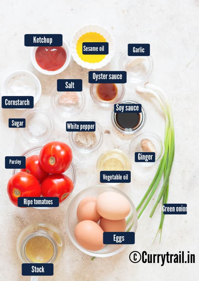 all ingredients for tomato egg recipe