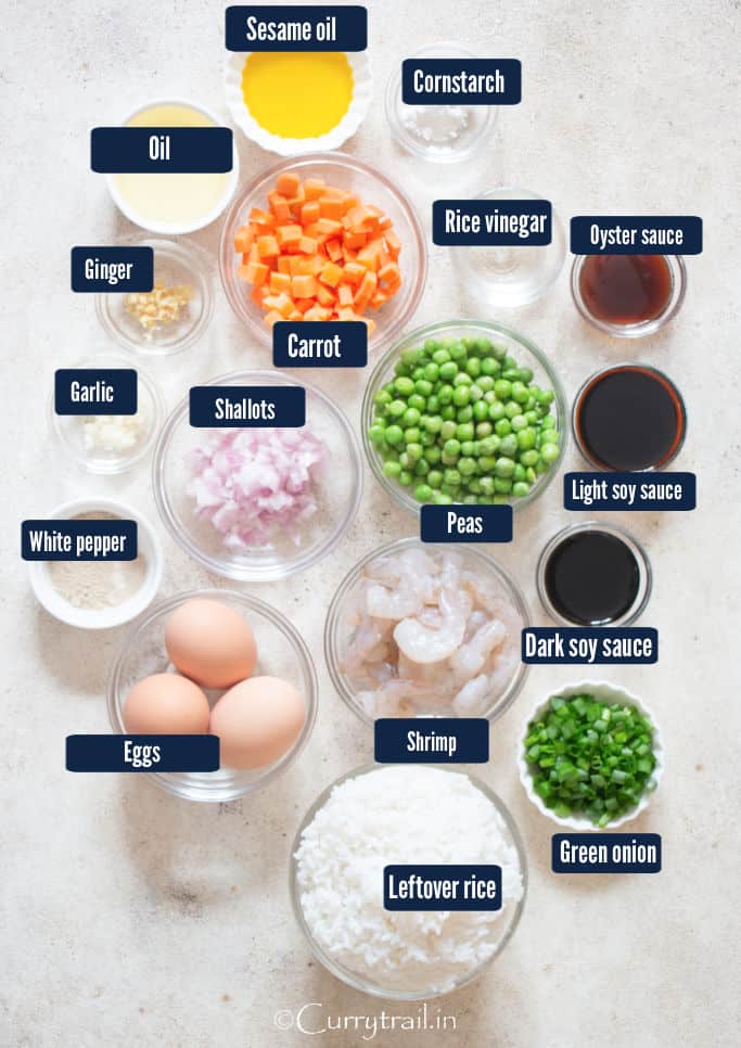 all ingredients for shrimp fried rice