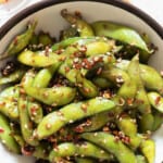 edamame with spicy garlic seasoning