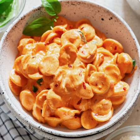 close up view of vodka pasta