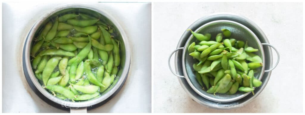 steaming edamame