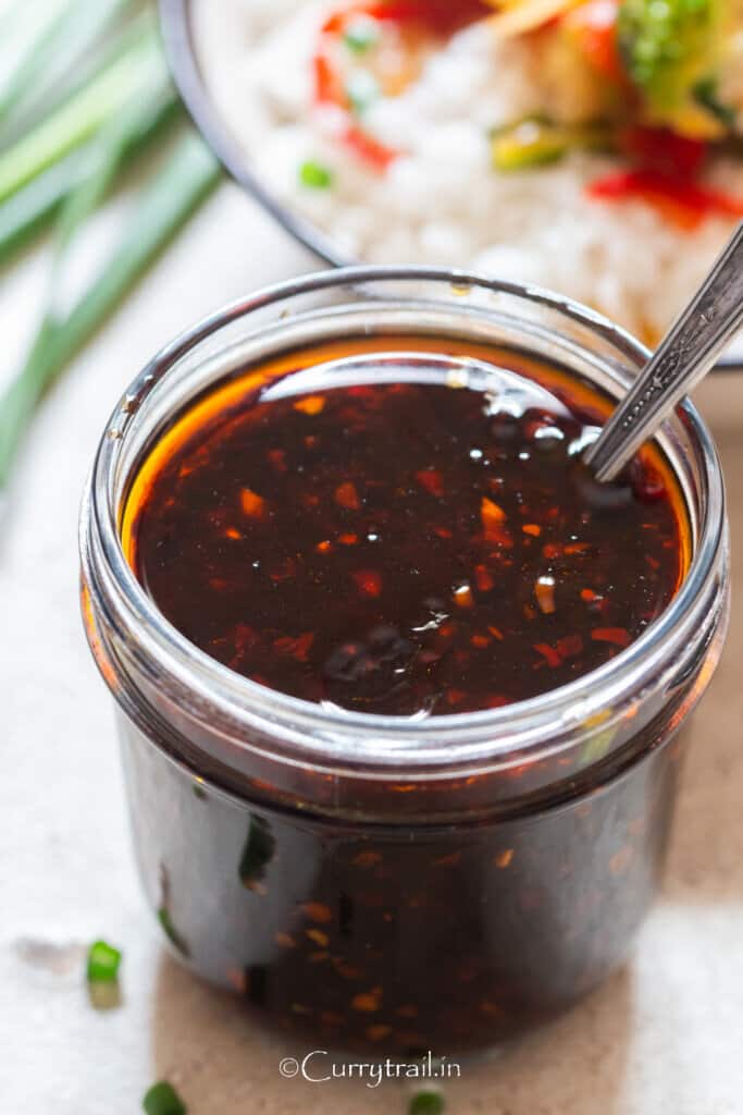 Asian stir fry sauce in jar