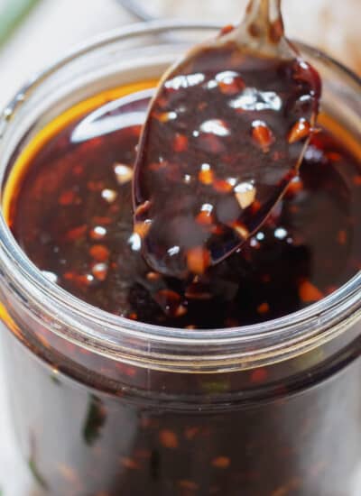 close up view of Asian garlic sauce