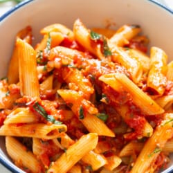 spicy penne arrabbiata in bowl