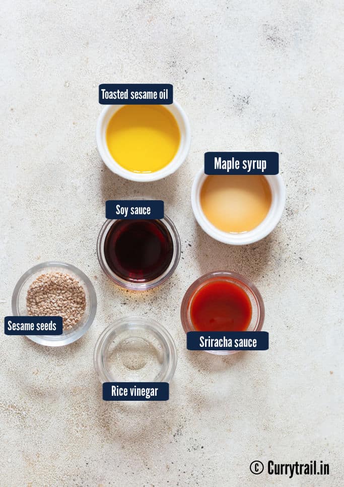 all ingredients for dumplings dipping sauce with rice paper