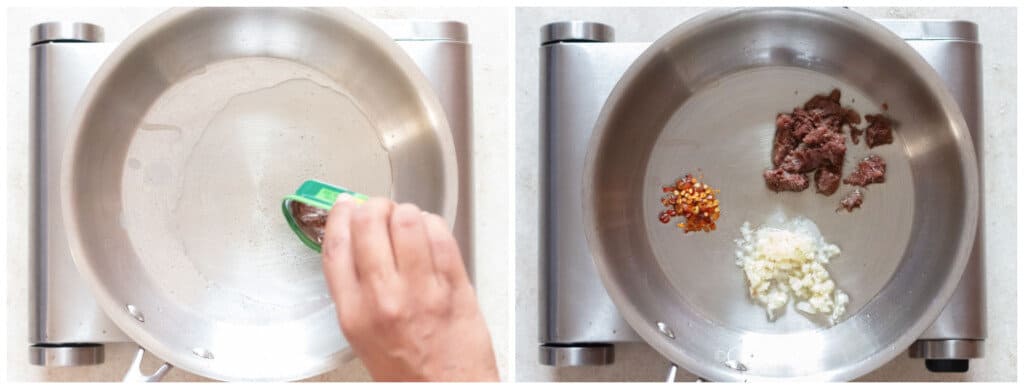 picture collage of cooking pasta with tuna