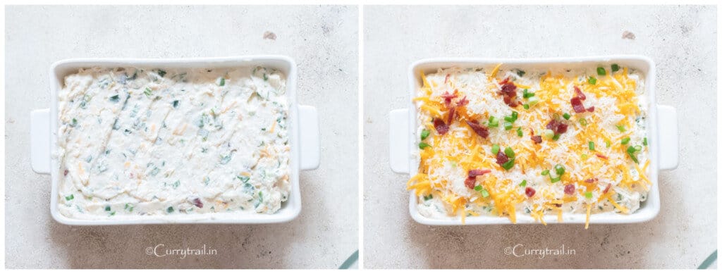 picture collage of making jalapeno popper dip