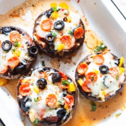 Portobello mushrooms with pizza toppings