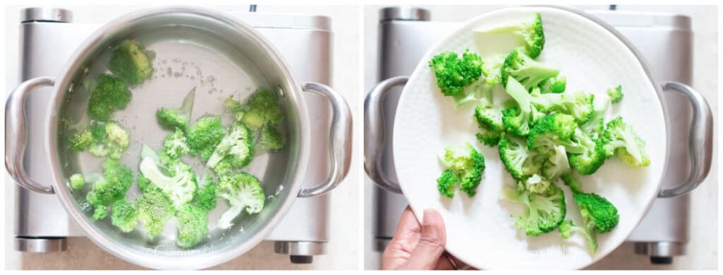 blanching broccoli florets