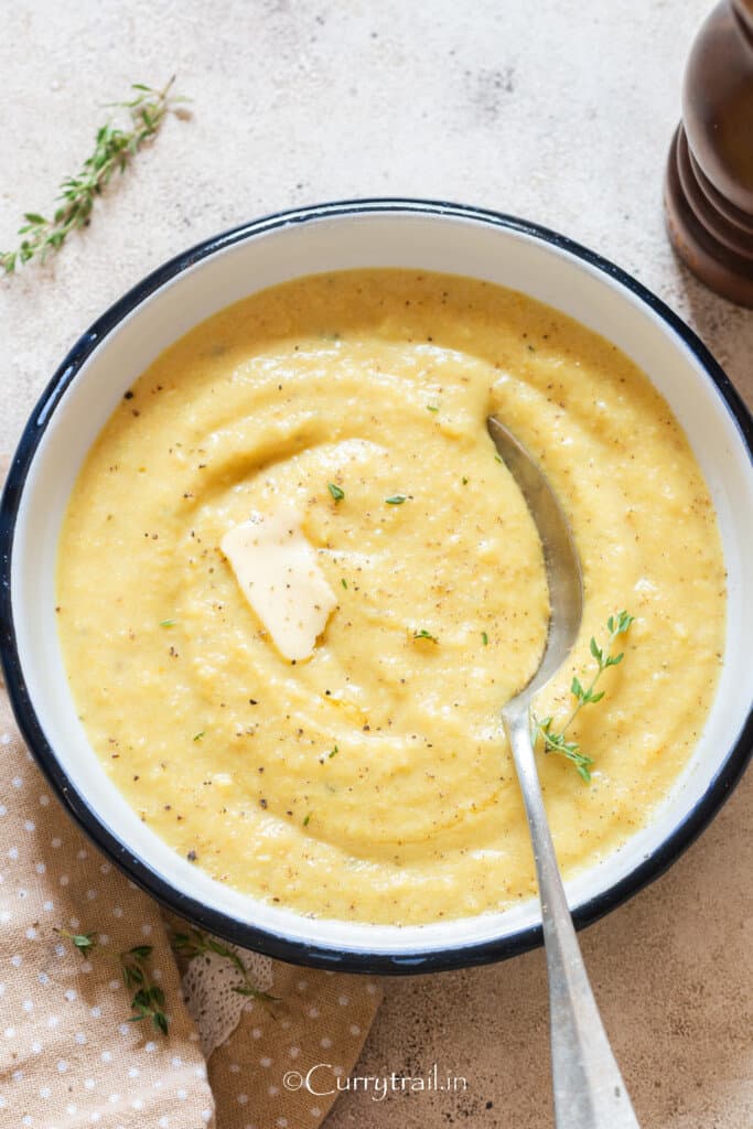 creamy polenta in bowl