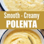 smooth polenta in bowl with text