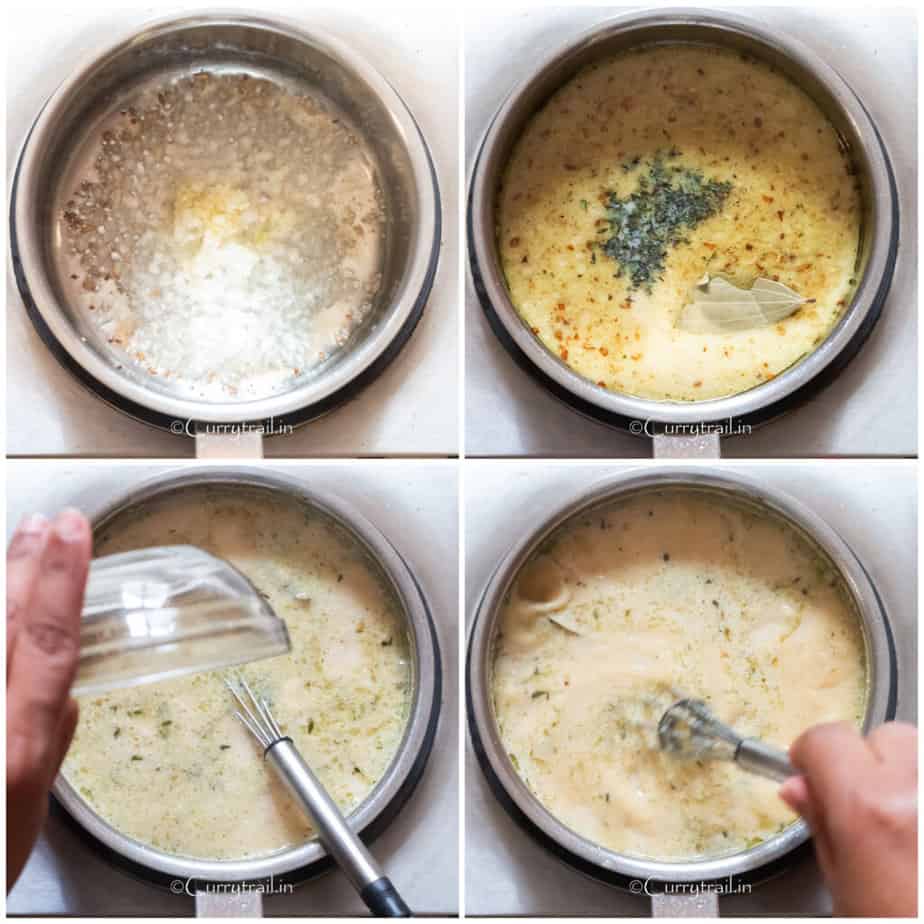 picture collage of cooking polenta