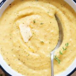 polenta in bowl with creamy texture