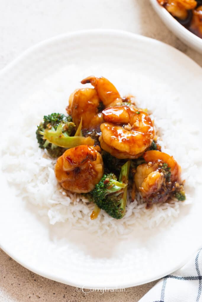 shrimp stir fry with sauce with rice