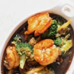 shrimp with broccoli stir fry with text