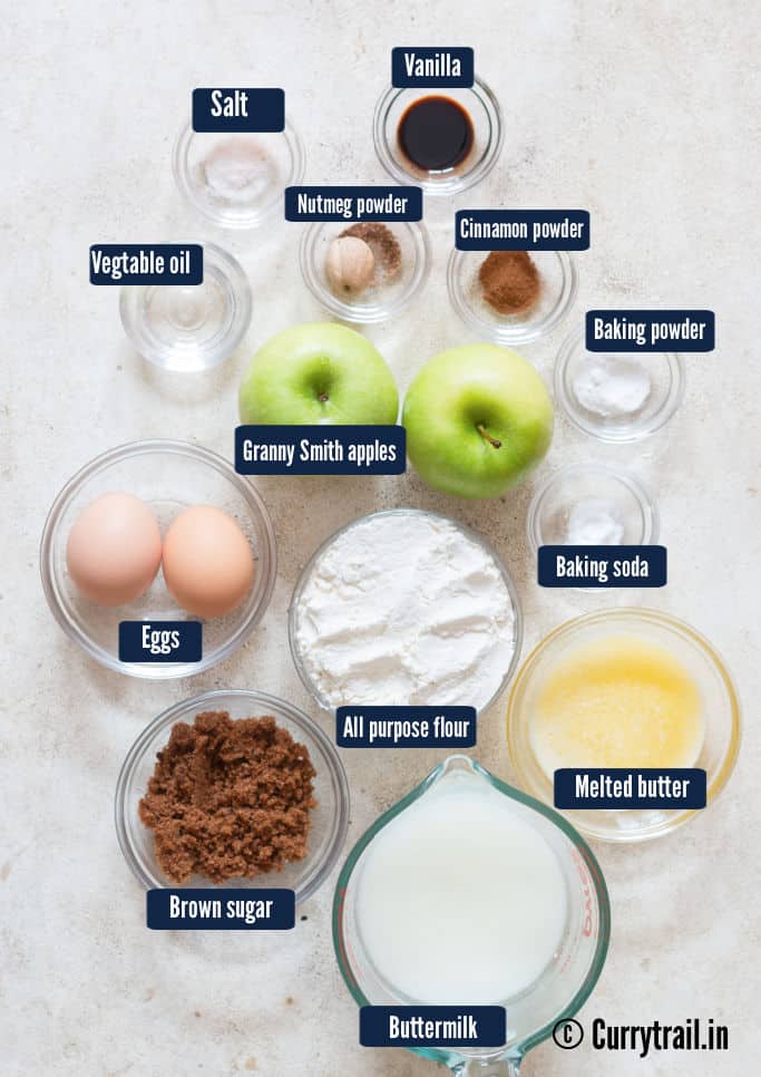 all ingredients for apple cinnamon pancakes