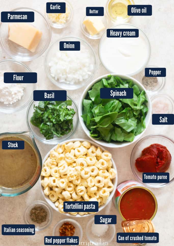 all ingredients for tortellini soup